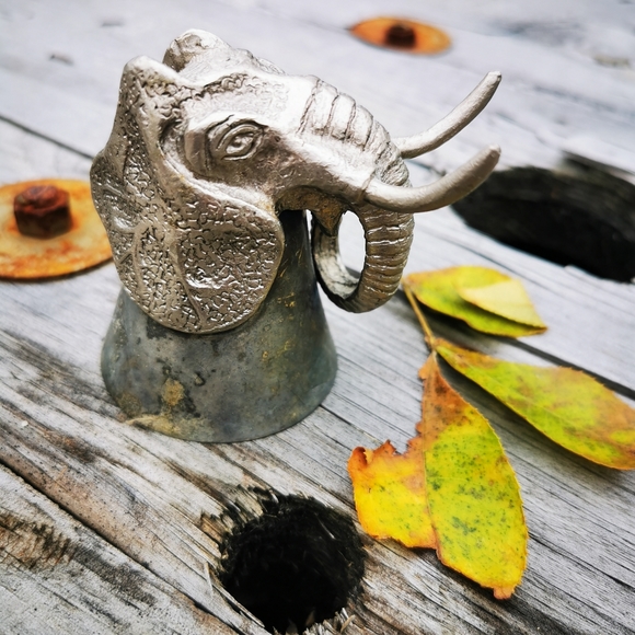 Vintage Pewter Elephant Wine Bottle Topper Shot Glass - Picture 5 of 14